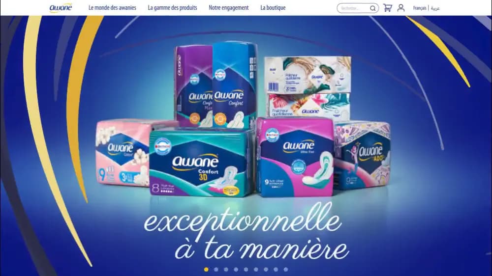 Awane, Site d’une marque d’hygiène féminine