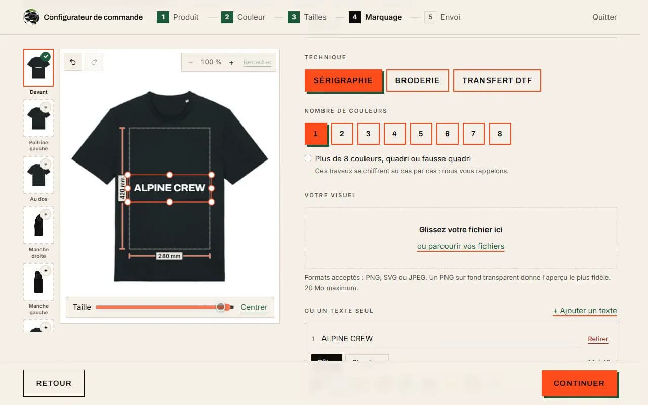 BlackSheep Sérigraphie, BlackSheep Sérigraphie: website and order configurator